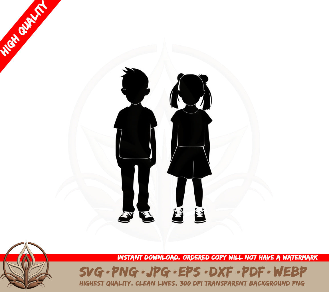 Boy and Girl Silhouette SVG