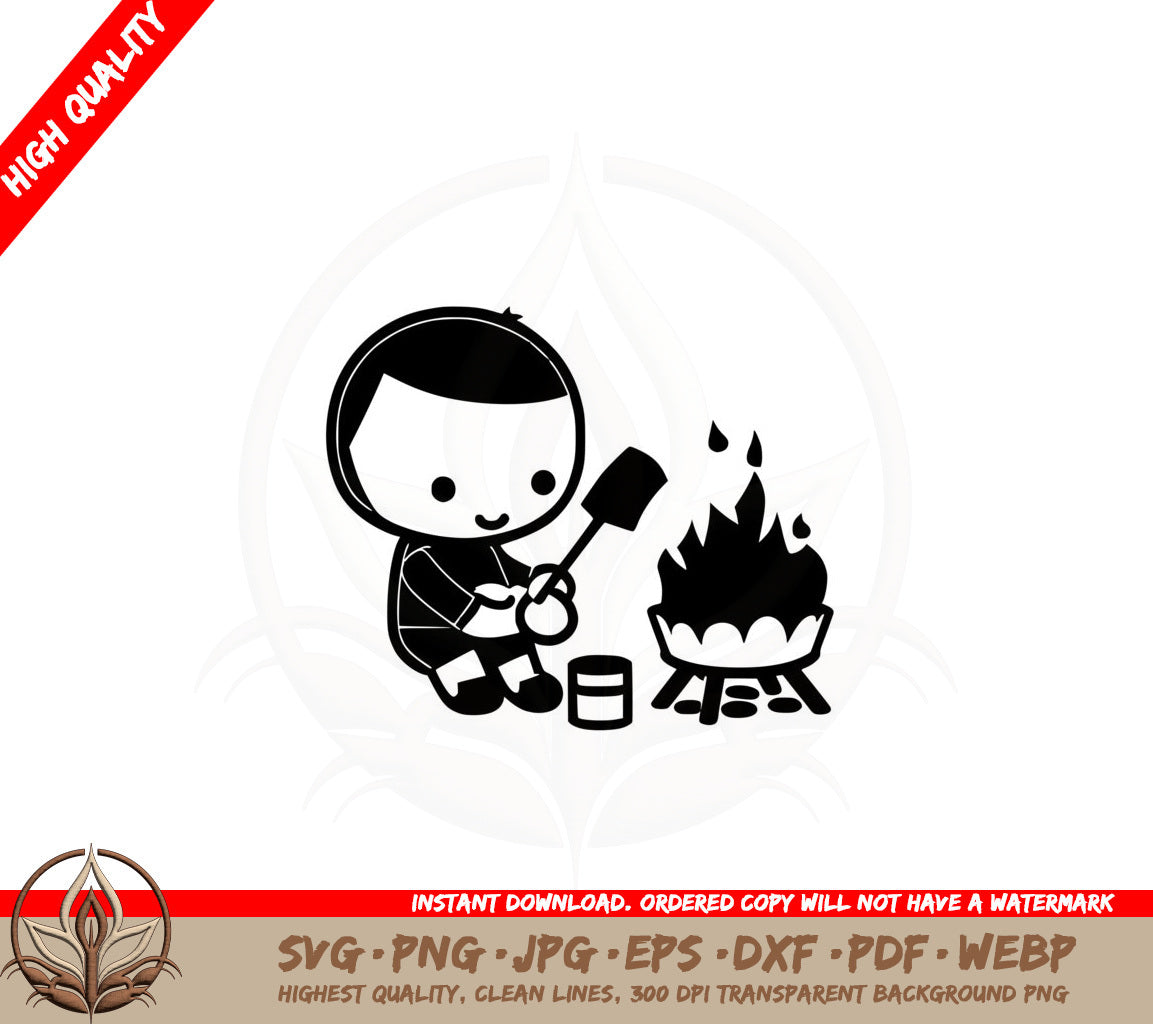 Boy by Campfire SVG