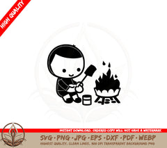Boy by Campfire SVG