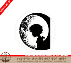 Boy in Front of Moon SVG