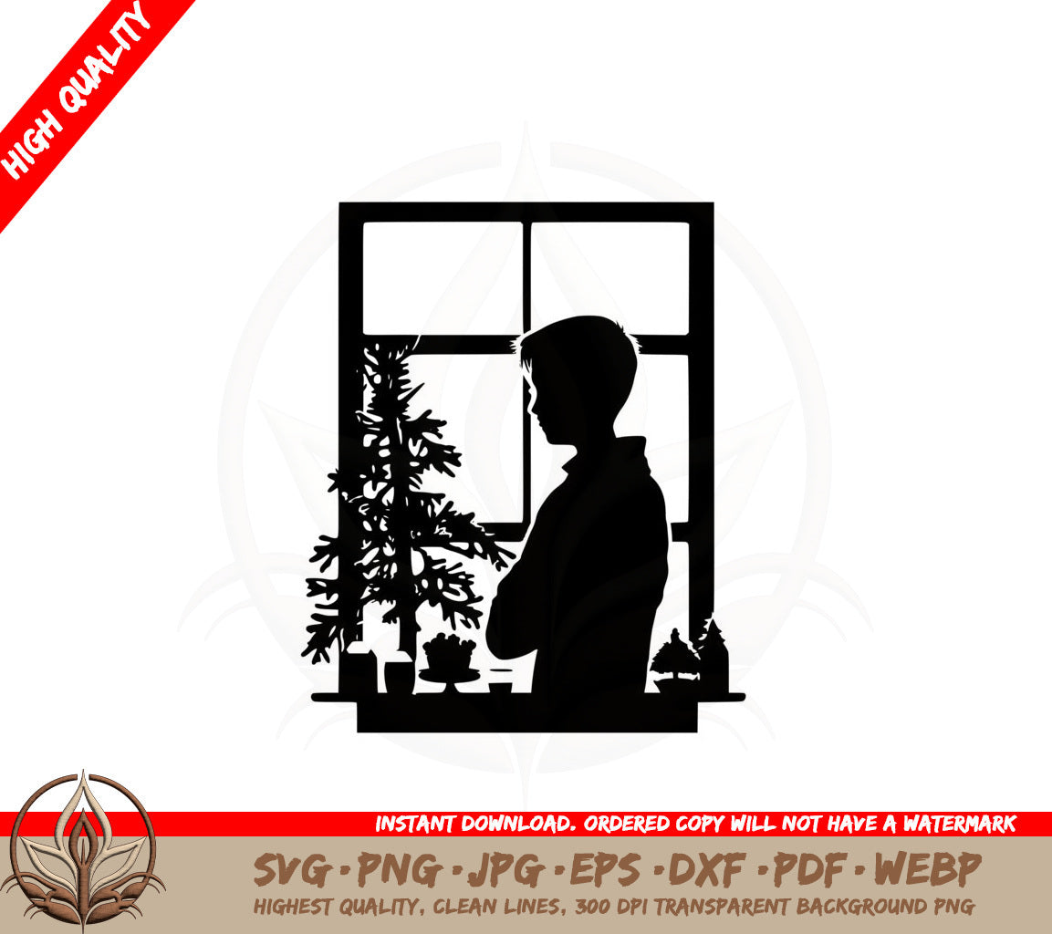 Boy in Front of Window SVG