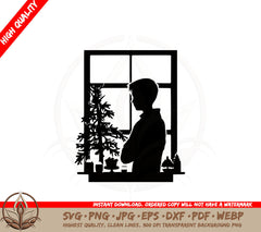 Boy in Front of Window SVG