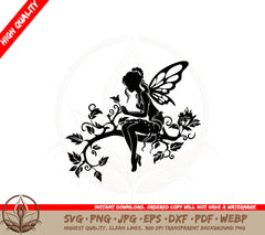 Branch Perched Fairy SVG