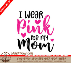 Pink Ribbon Mom SVG - Breast Cancer Awareness Design SVG