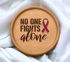 Pink Ribbon No One Fights Alone SVG - Breast Cancer Awareness Design SVG
