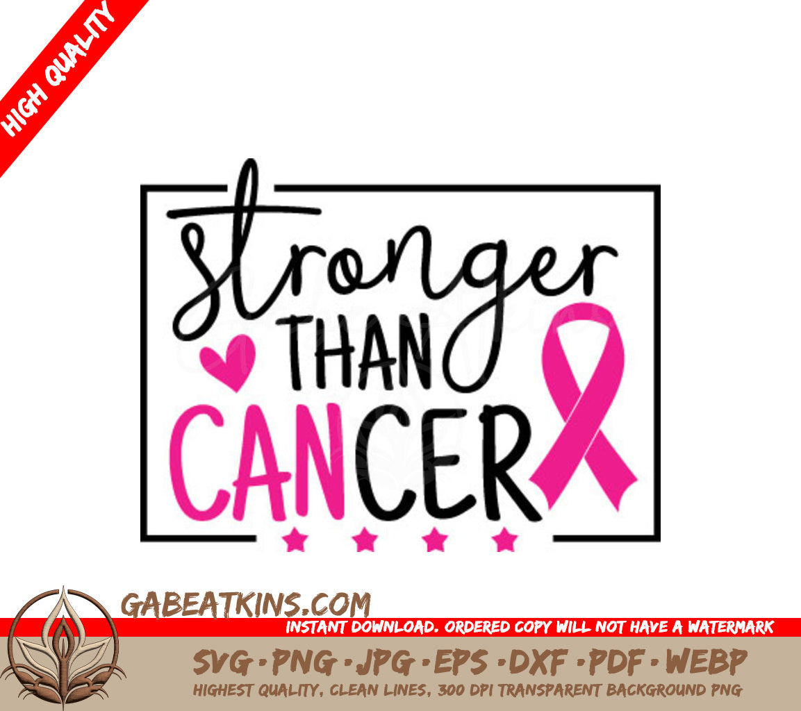 Stronger Than Cancer Pink Ribbon SVG SVG