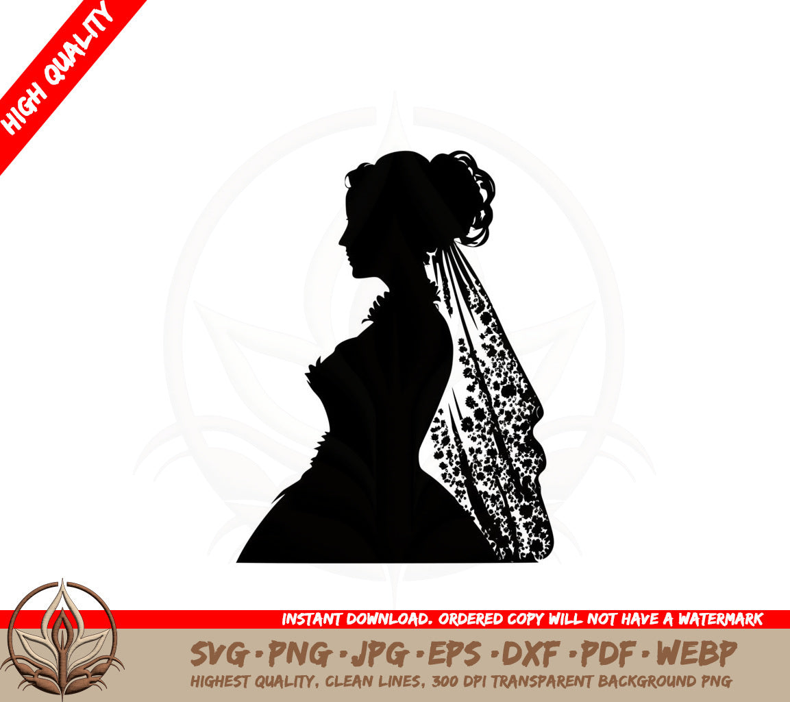 Bride with Floral Veil SVG