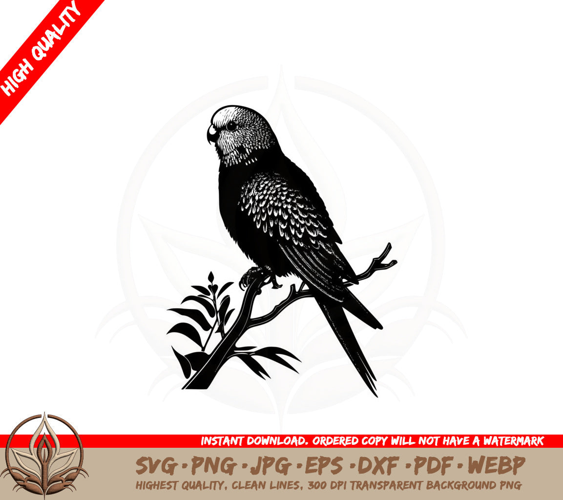 Budgie on a Perch SVG