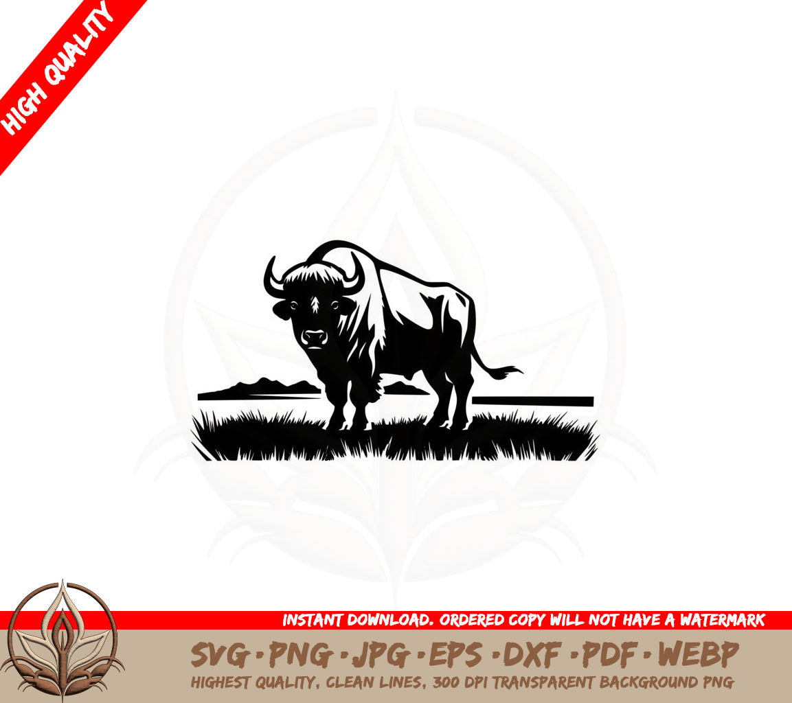 Buffalo in Field SVG