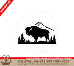 Buffalo in Mountain Landscape SVG