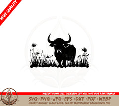 Buffalo in Wildflower Field SVG