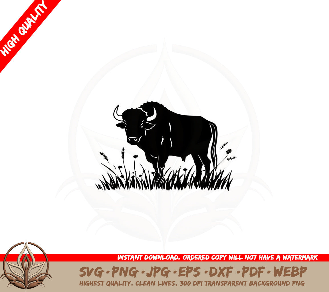 Bull Surrounded by Flowers SVG
