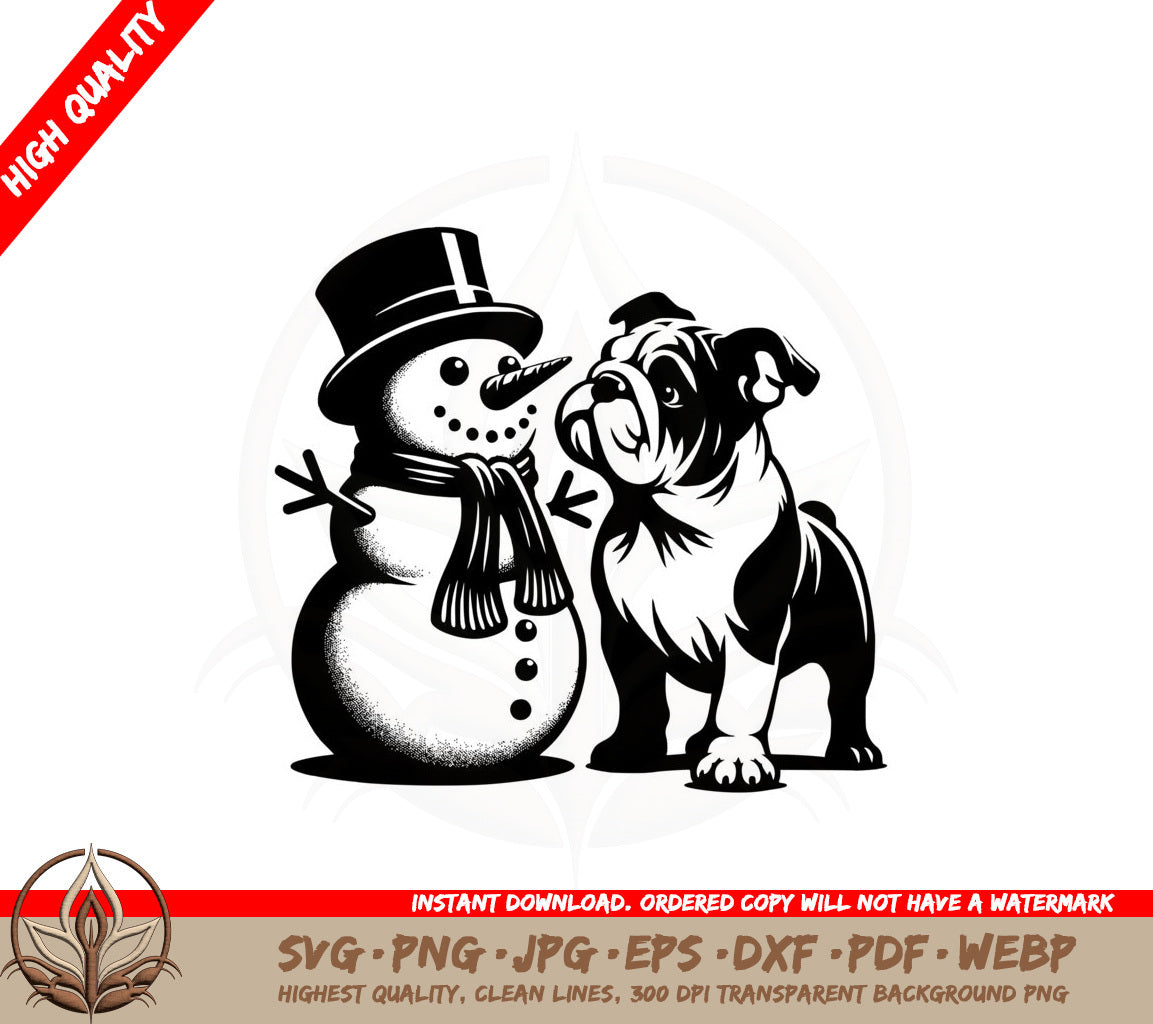Bulldog and Snowman SVG