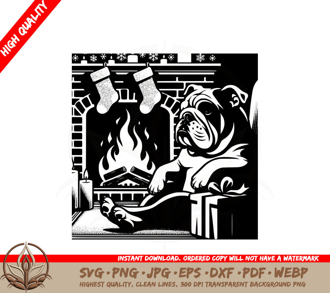 Bulldog by the Fireplace SVG
