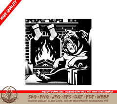 Bulldog by the Fireplace SVG