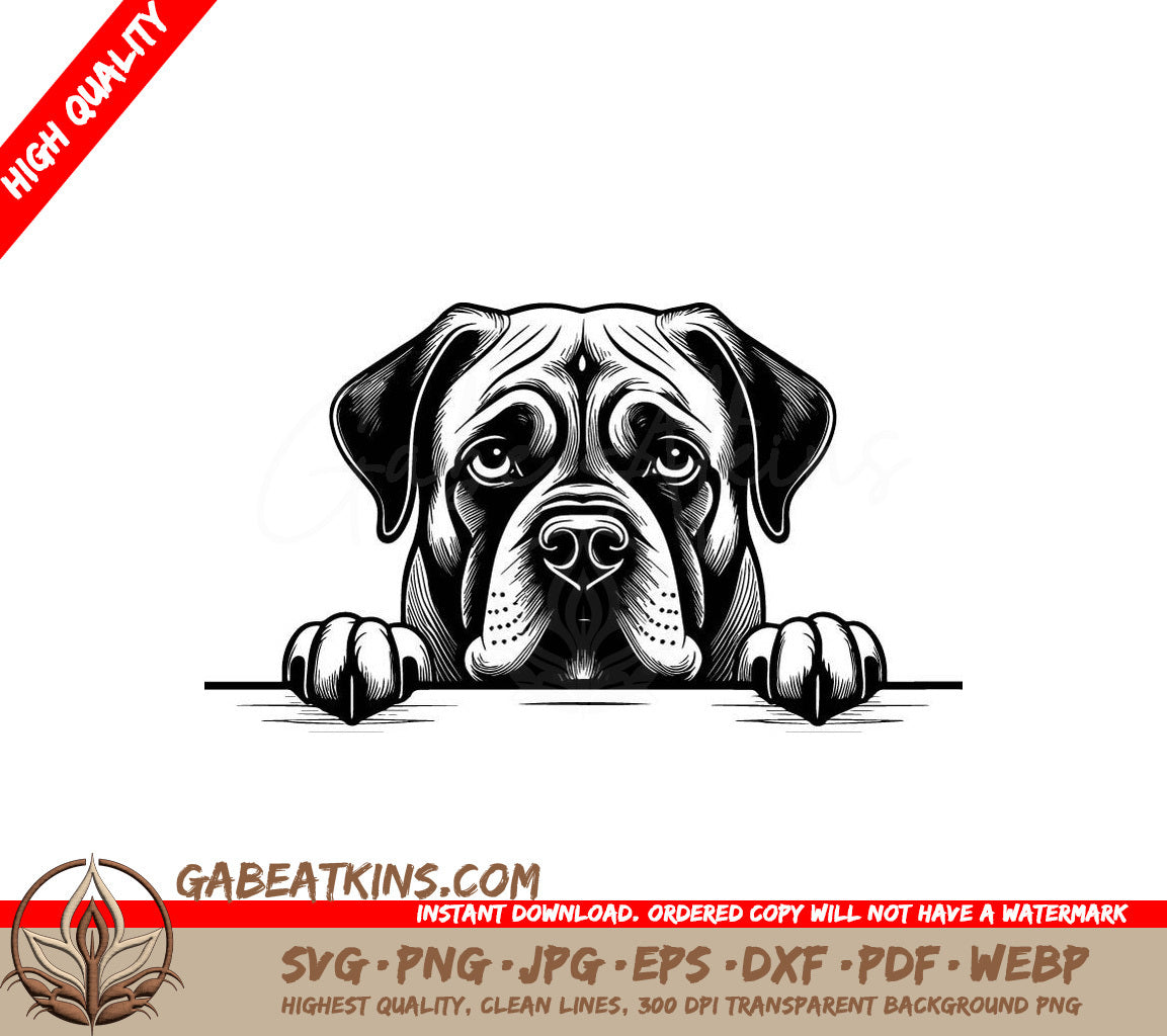 Boxer Dog Peeking Over Wall SVG - Bullmastiff 1-1 Scale SVG