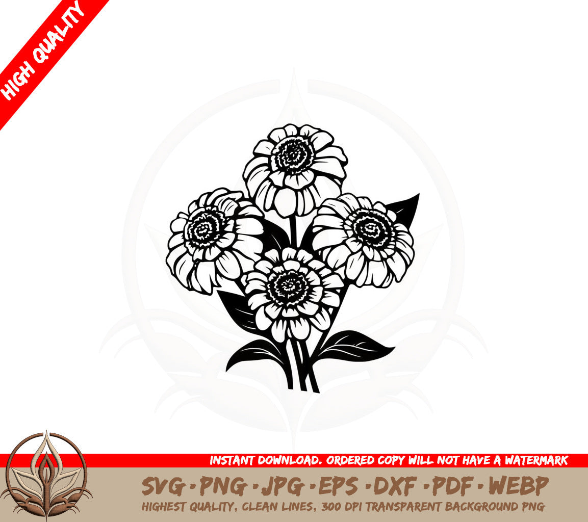 Bunch of Zinnia Flowers SVG