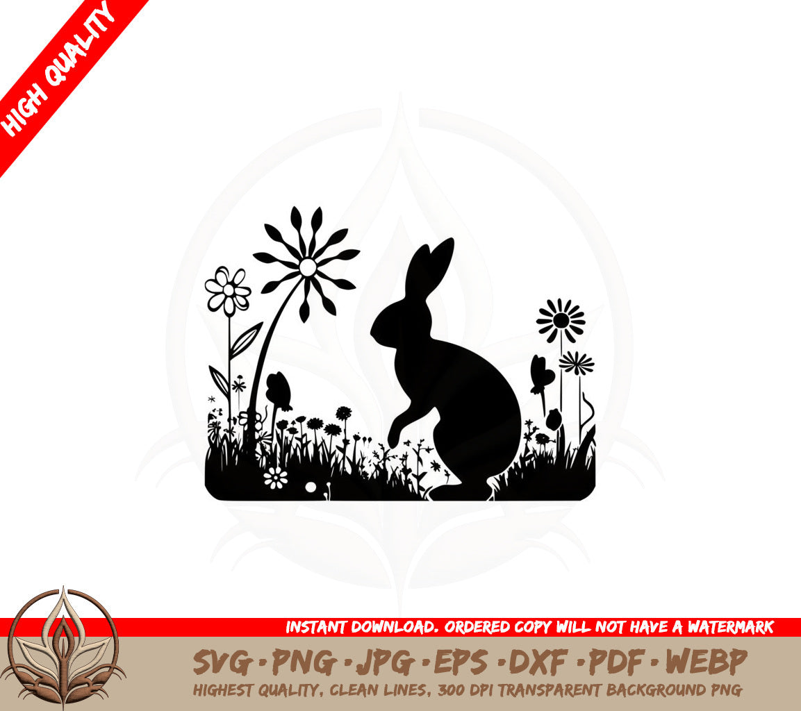 Bunny in Beautiful Garden SVG