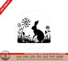 Bunny in Beautiful Garden SVG