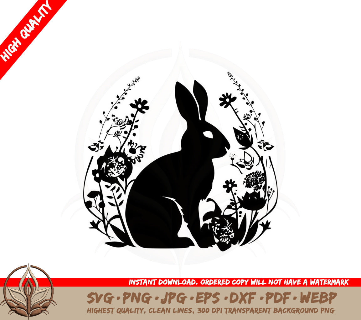 Bunny in Field of Flowers SVG