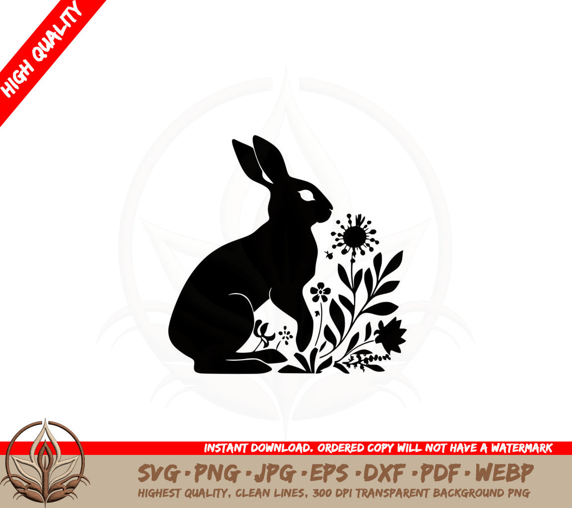 Bunny in Flower Garden SVG