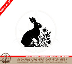 Bunny in Flower Garden SVG