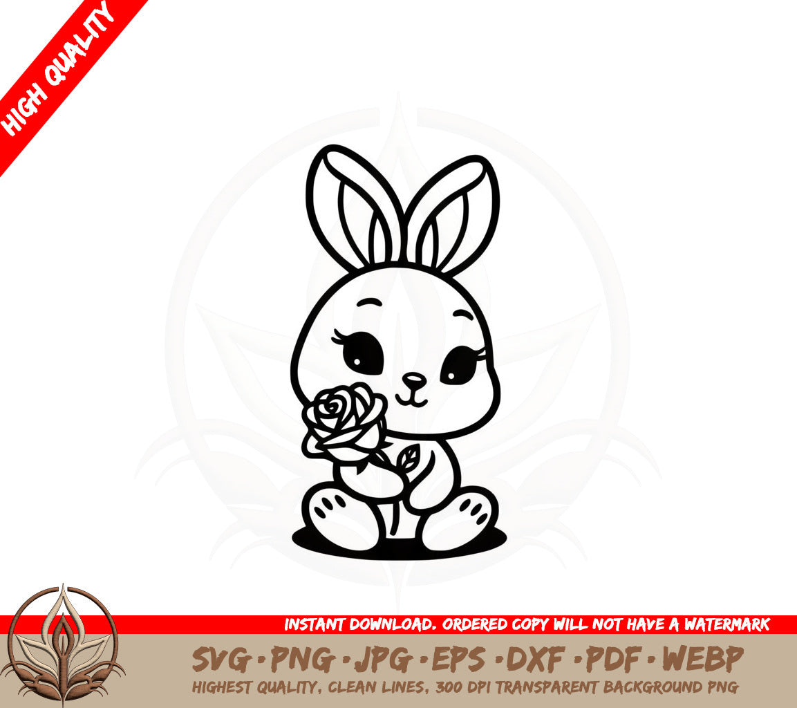 Bunny with Rose SVG