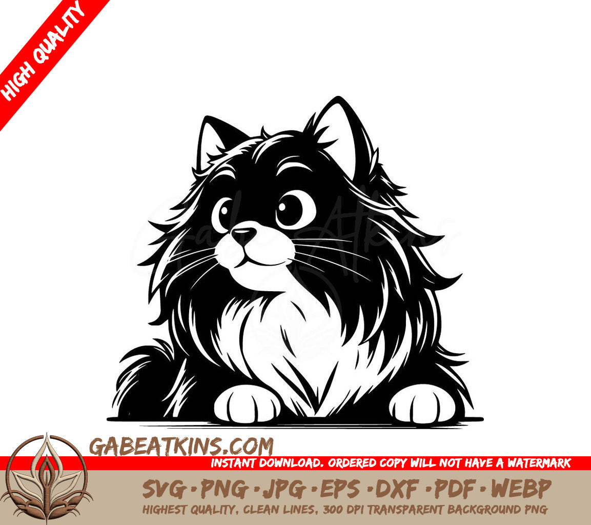 A Fluffy Cat SVG - Bushy-tailed Observer SVG