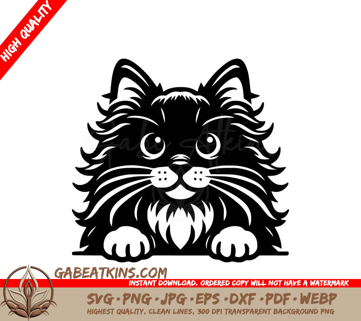 A Cats Face SVG - Bushy Whisker Stare SVG