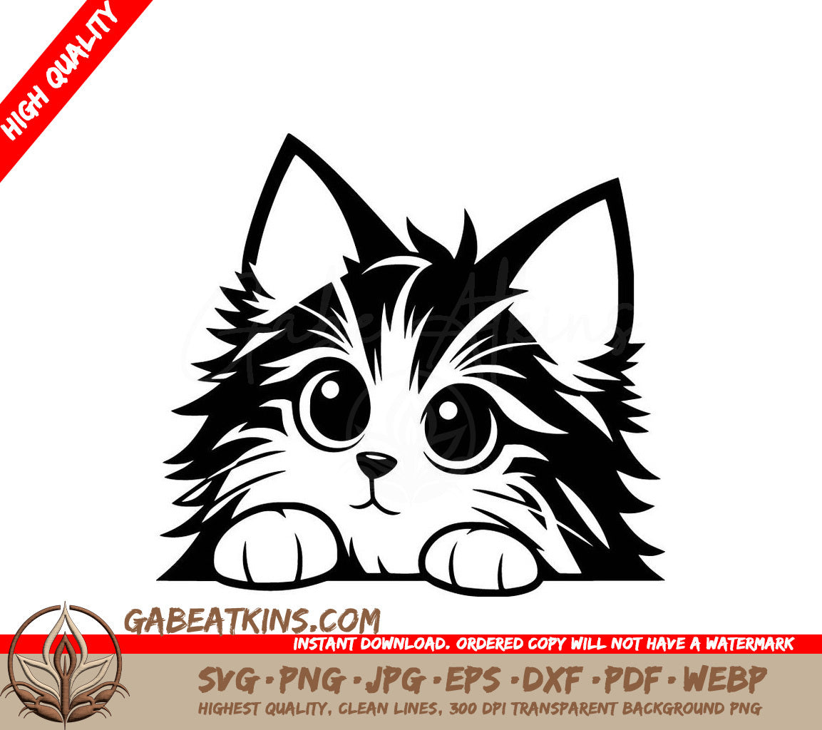 A Cat With Big Eyes SVG - Bushy Whisker Watcher SVG