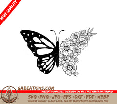 Butterfly and Flowers SVG for Paper Cutting SVG