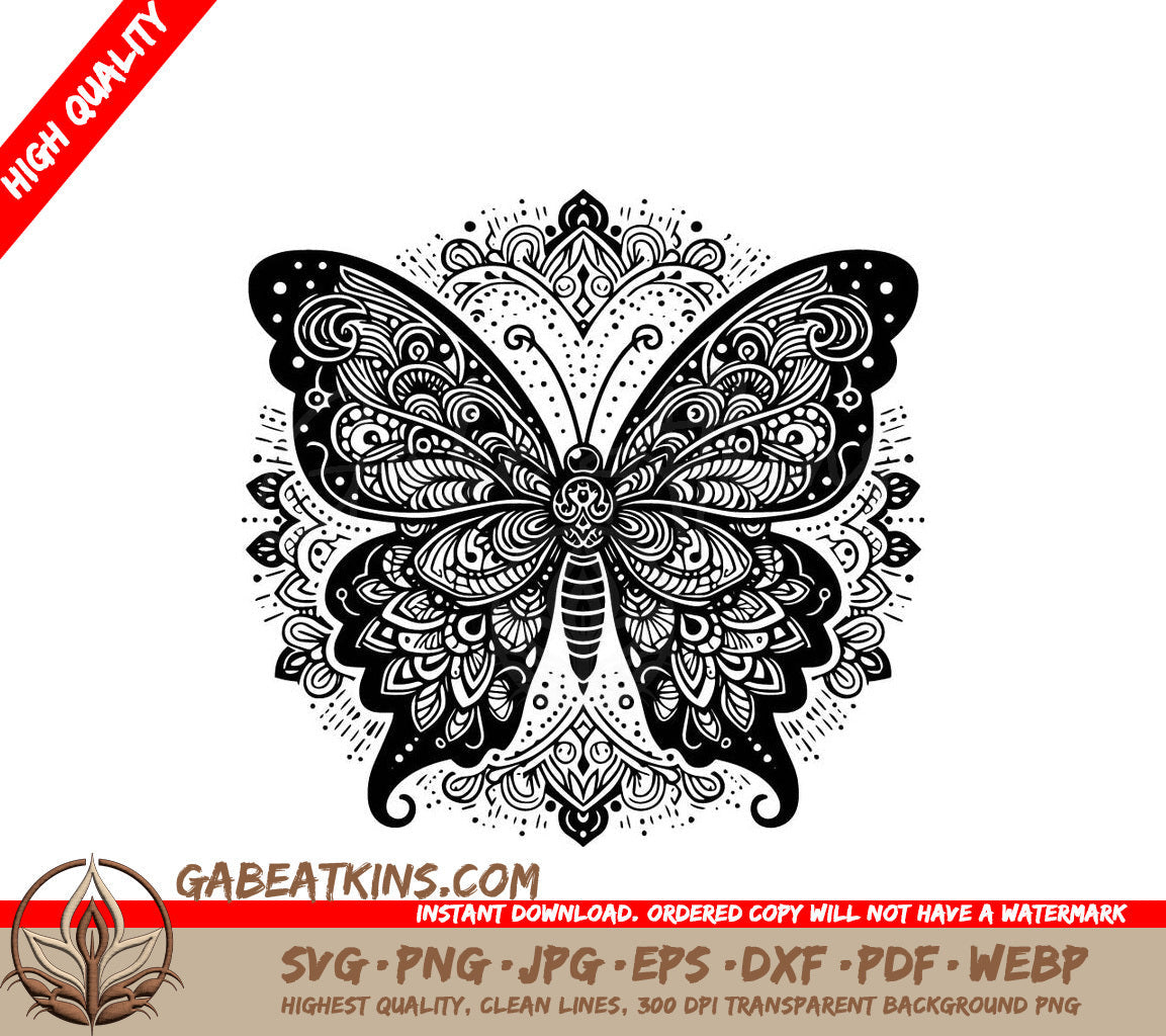 Butterfly Artistry SVG - A Butterfly With A Circular Pattern Around It