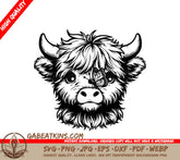 Butterfly Kissed Highland Cow SVG -  A Cow With A Butterfly On Its Nose