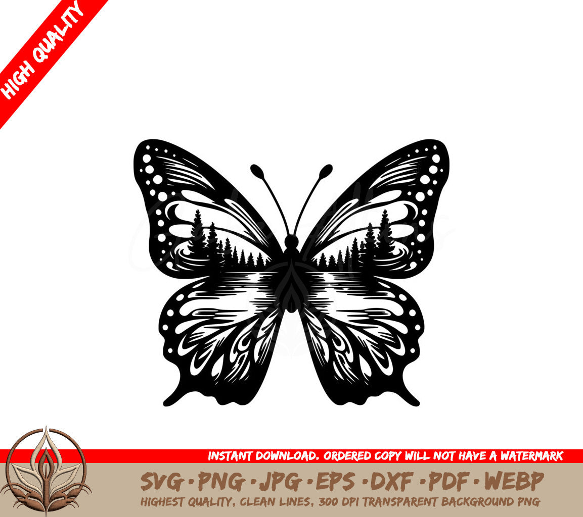 Butterfly Pines SVG - Digital Product file in various formats