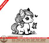 Butterfly Pony Friend SVG -  A Pony With Butterflies Around It