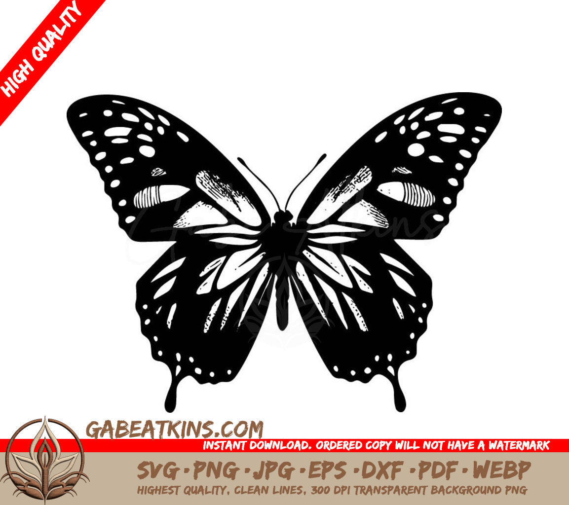 Butterfly Silhouette SVG - A Butterfly On A White Background