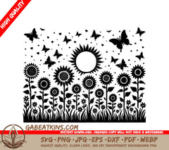 Butterfly Sunflower Meadow SVG - Sunflowers And Butterflies
