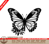 Butterfly and Flower SVG - A Black And White Butterfly With A Flower On Its Wing
