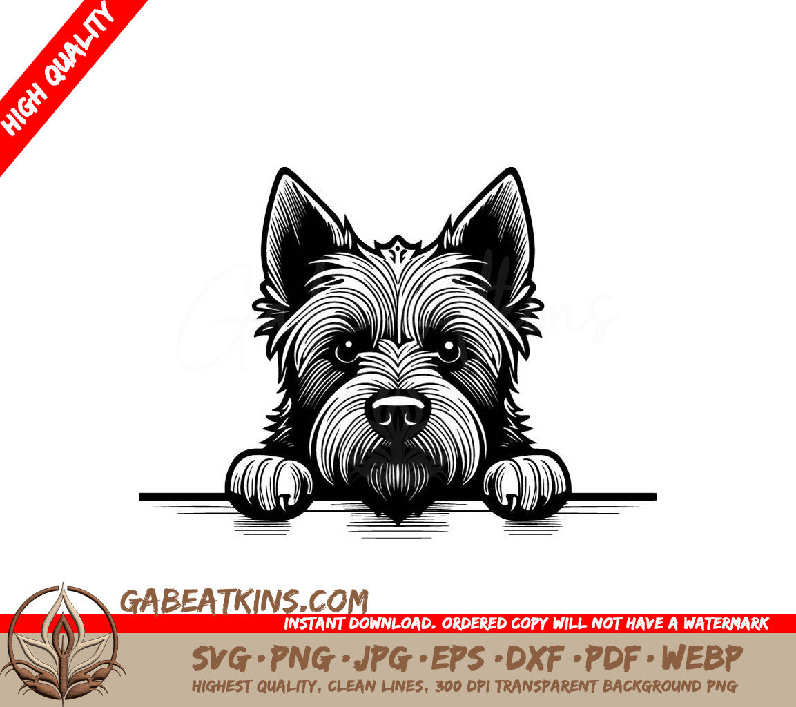 Cairn Terrier Peeking Over Wall SVG - Drawing SVG