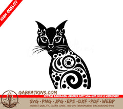 A Cat With Circles And Swirls SVG - Calico Swirls SVG
