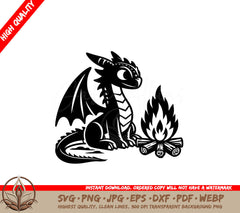 Campfire Dragon SVG - Digital Product in various file formats