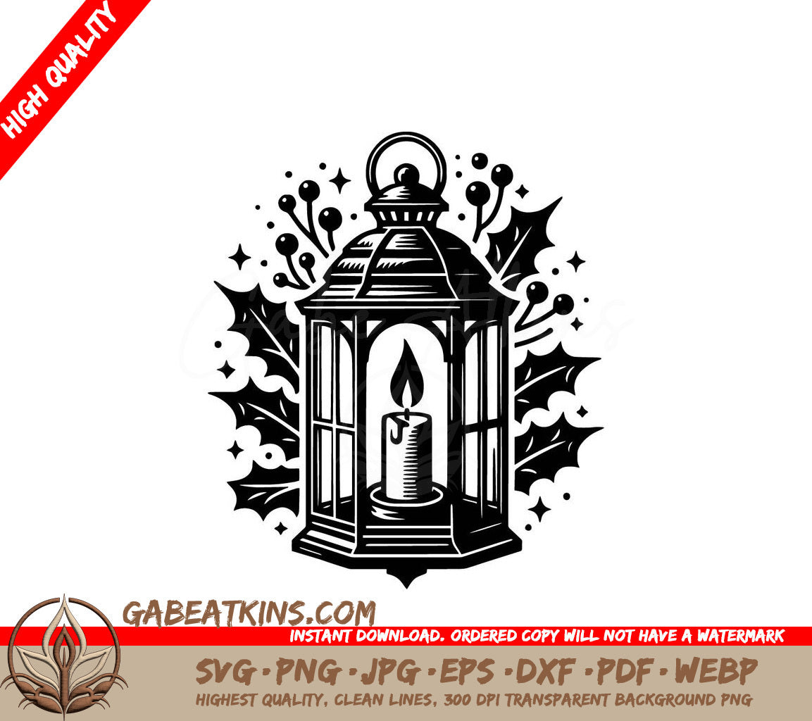 A Lantern With A Lit Candle Inside SVG - Candlelit Christmas Lantern SVG
