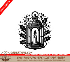 A Lantern With A Lit Candle Inside SVG - Candlelit Christmas Lantern SVG