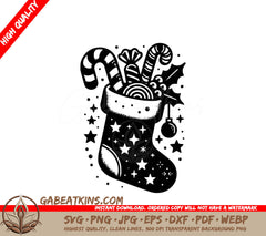 A Christmas Stocking Filled With Candy Canes SVG - Candy-filled Stocking SVG