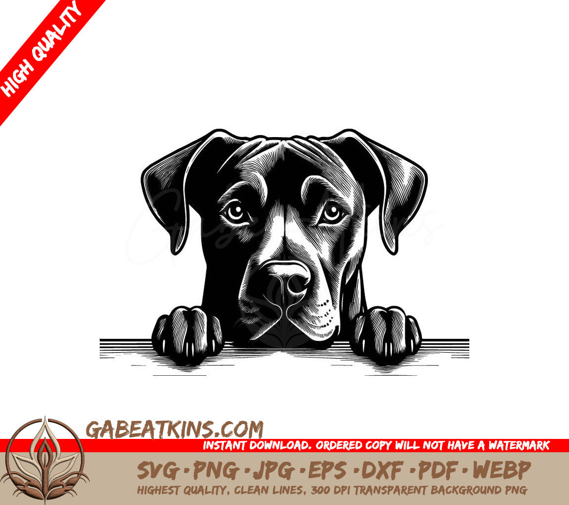 Boxer Dog Peeking Over Wall SVG - Cane Corso Paws 2-in-1 Design SVG