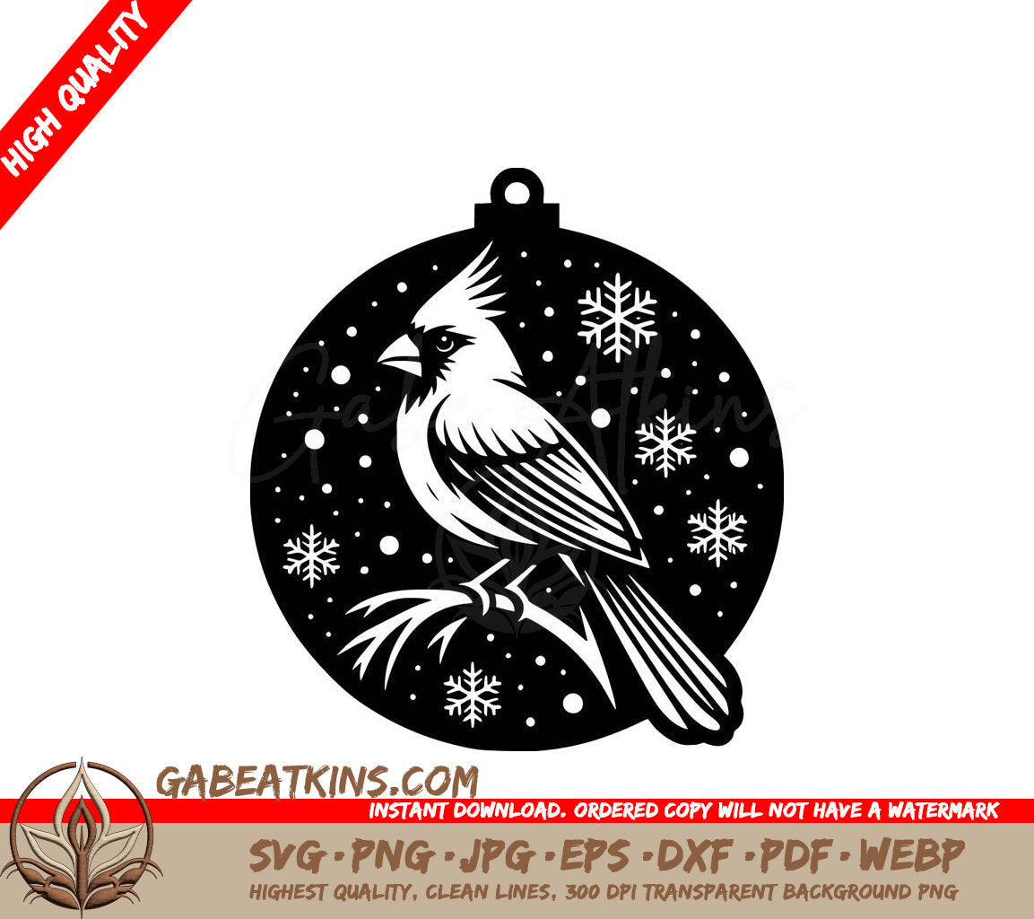 A Bird Sitting On A Branch SVG - Cardinal Ornament SVG