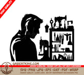 A Man Working On A Sewing Machine SVG - Carpenter Crafting with Tools SVG