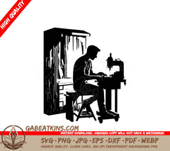 A Man Working On A Machine SVG - Carpenter SVG