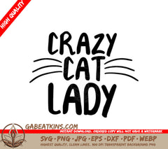 Crazy Cat Lady SVG Logo - Whiskers Design SVG