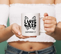 Cat Silhouette I Love Cats SVG Cut File SVG